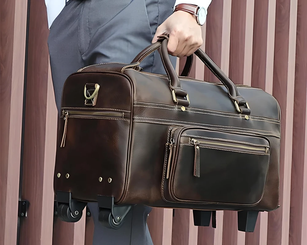 luxury leather carry on luggage