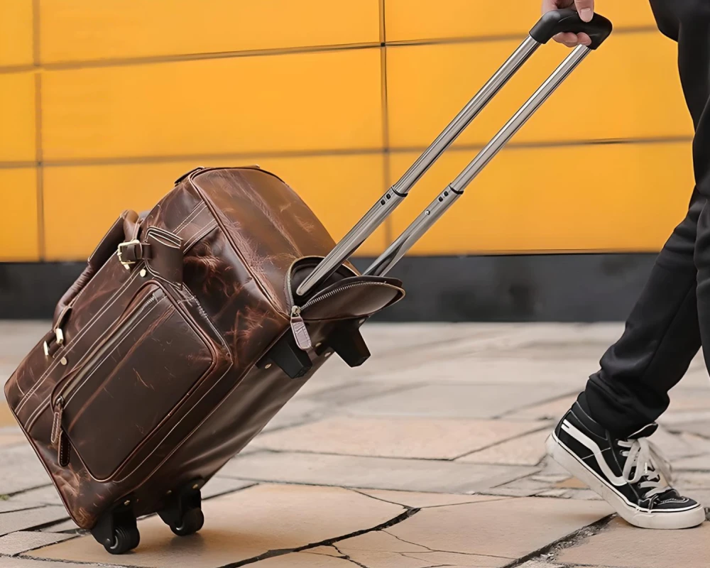 leather carry on duffel bag
